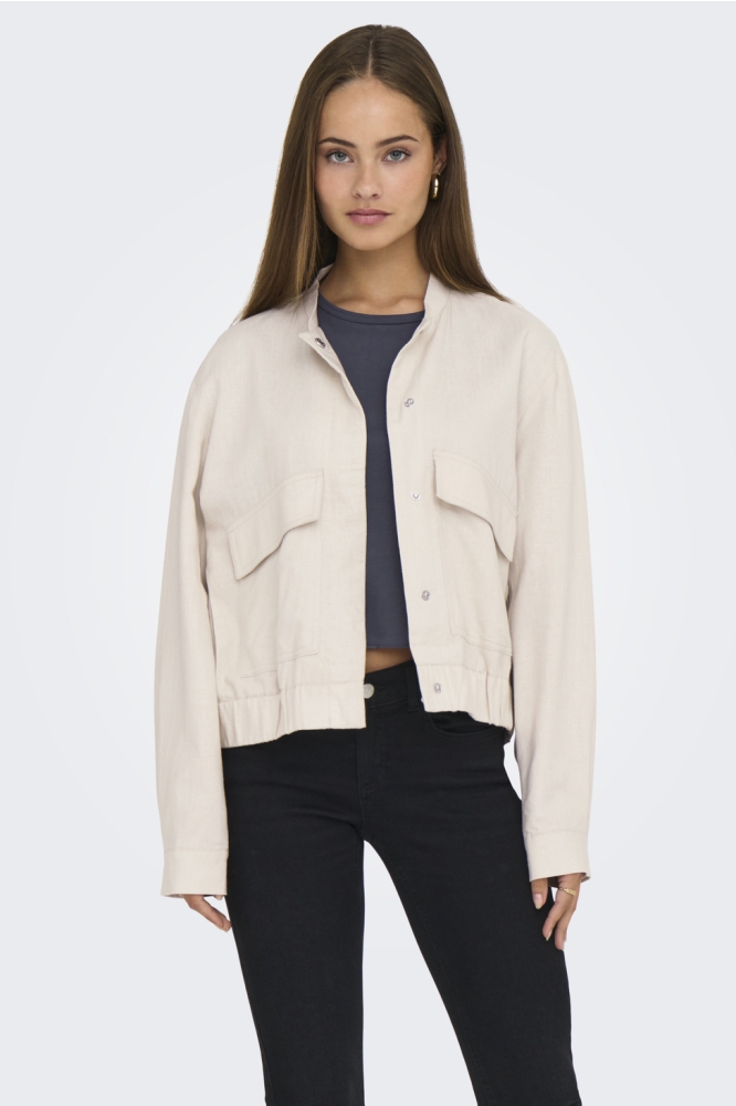 JDYKARI LINEN MIX SHORT JACKET OTW 15347652 MOONBEAM